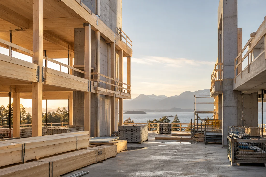 Chantier de construction à ossature bois (photo d’illustration)